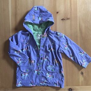 Hatley Carousel Horse Raincoat Size 4 Lavender Terrycloth Lined